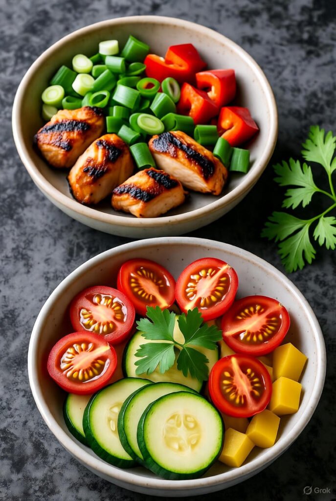 Grilled Chicken and Veggie Bowls